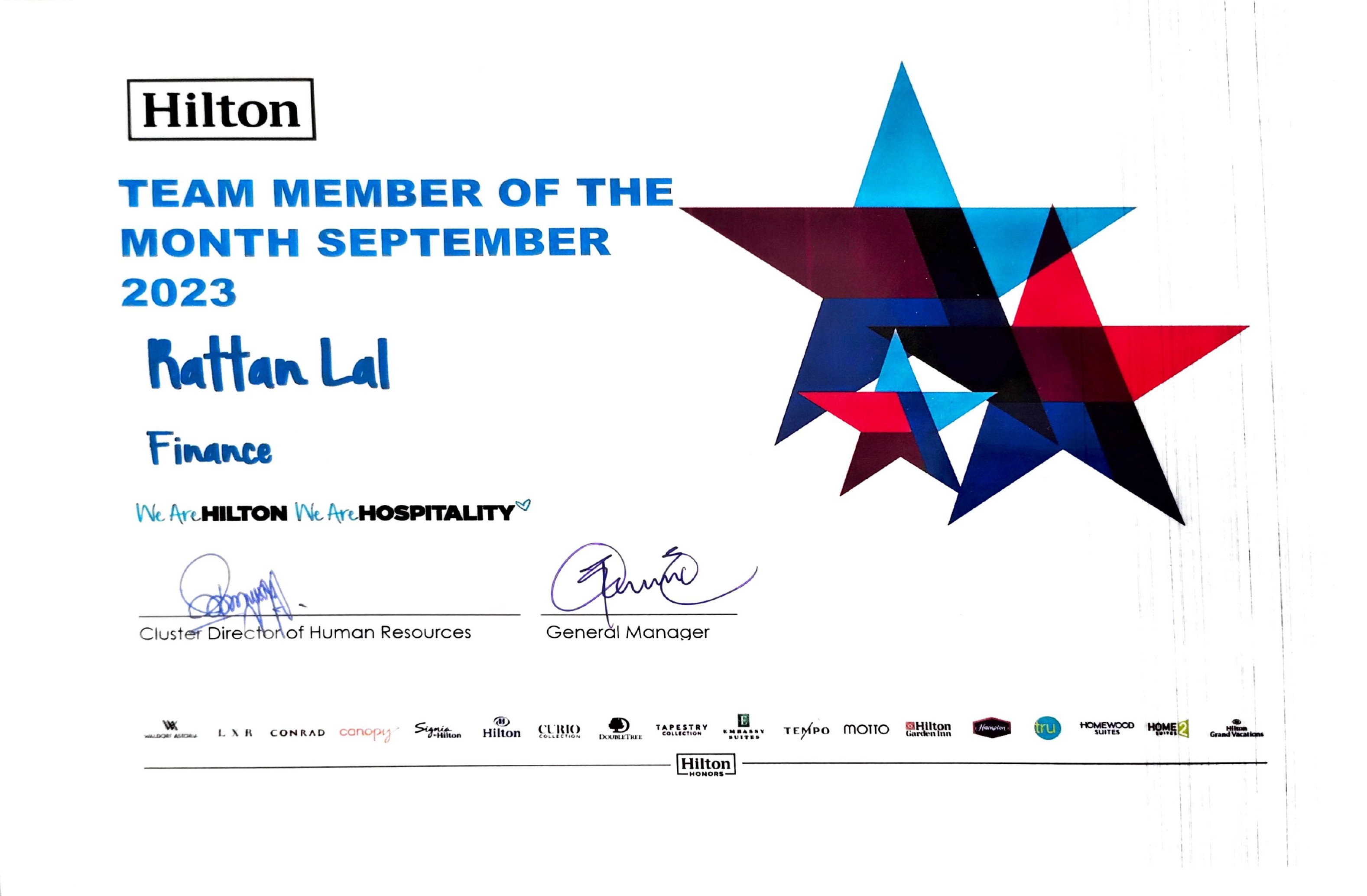 Hilton Team Member of the Month
